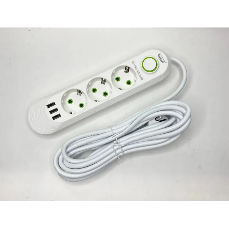 Сетевой фильтр 5 метров на 3 розетки +3*usb