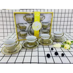 Фарфоровая кофейная чашка с блюдцем, золотое покрытие