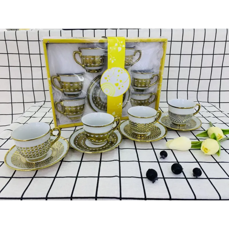Фарфоровая кофейная чашка с блюдцем, золотое покрытие