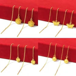 Серёжки-подвески женские из латуни с позолотой