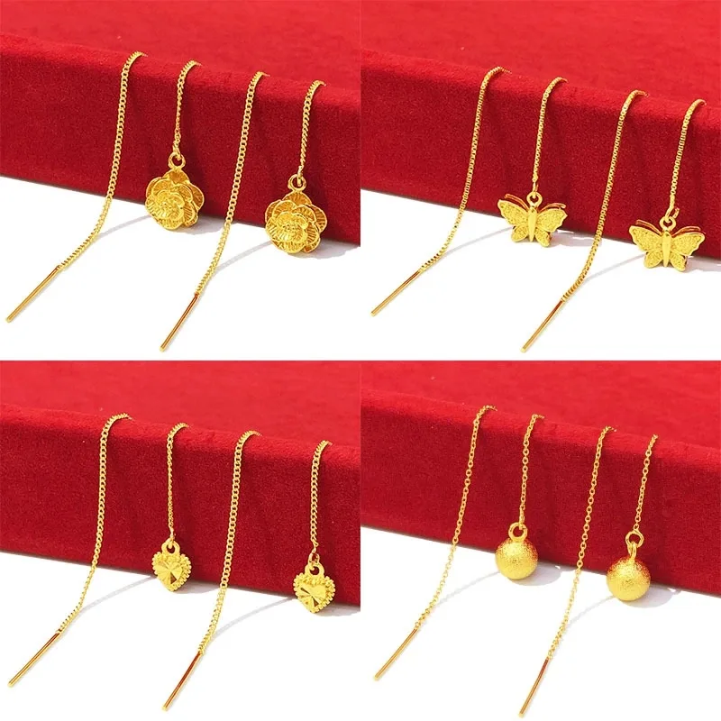 Серёжки-подвески женские из латуни с позолотой