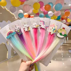 Детские заколки-бабочки с искусственными косичками и цветными шнурами