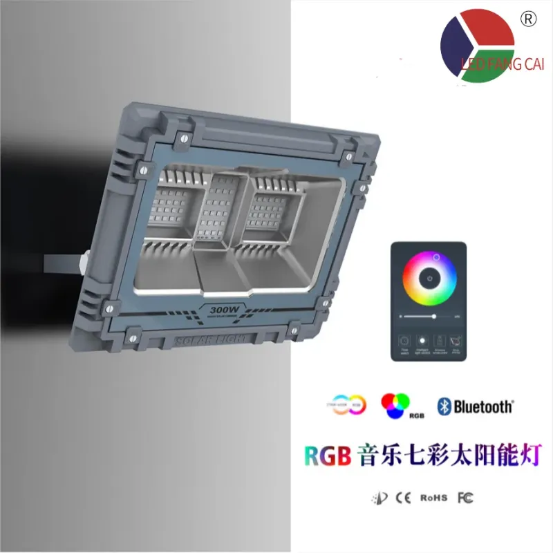 Портативный солнечный прожектор LED с RGB-подсветкой и Bluetooth