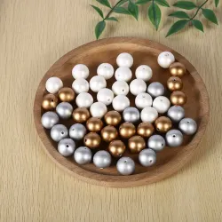 Бусины пластиковые ABS под жемчуг, круглые, серебристые и золотые, для DIY