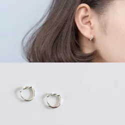 Серьги-кольца из серебра S925 с узлом-жгутом, короткие, в японском стиле