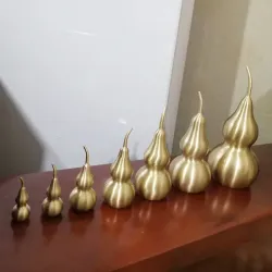Латунный полый декоративный сосуд-тыква, полированный, 5,5–11 см