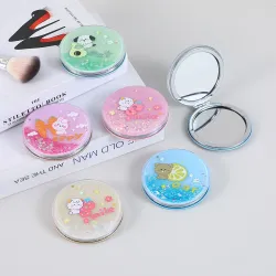 Складное карманное зеркало круглое с мультяшным дизайном, 9×7 см