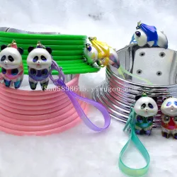 Брелок для ключей и рюкзака с гальванизированной фигуркой панды PVC