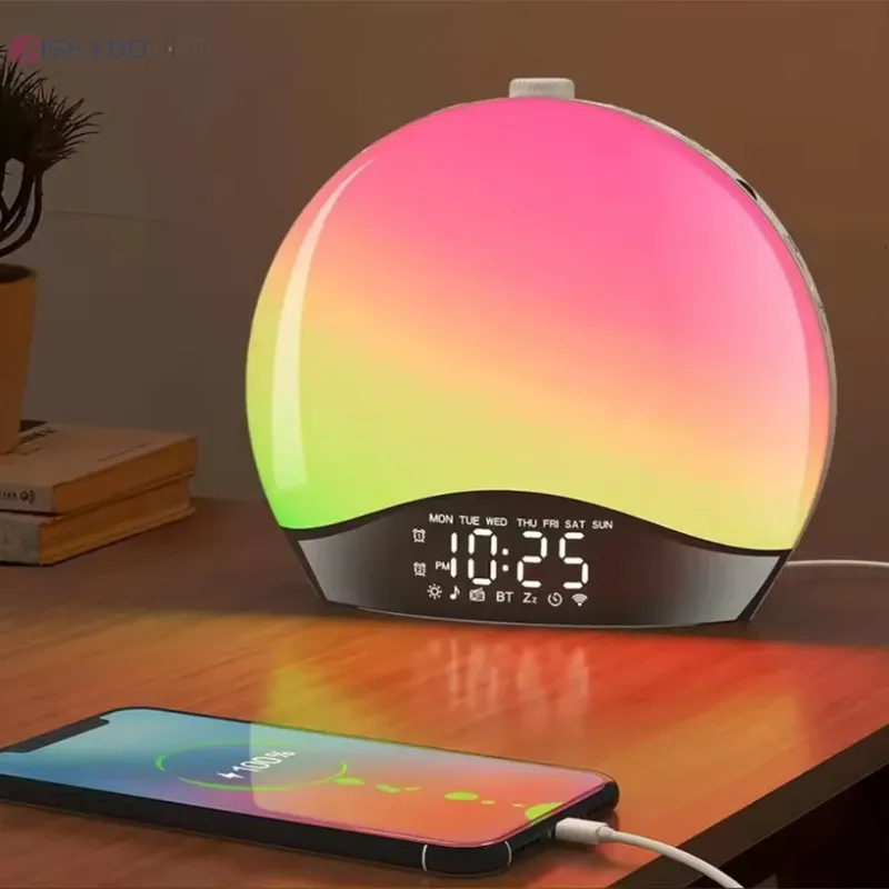 Умный будильник-светильник с Bluetooth, имитацией рассвета и музыкой, ABS