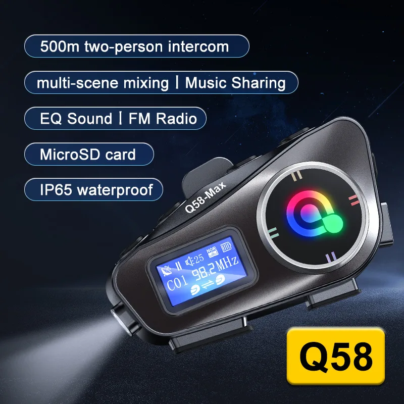 Мотоциклетная гарнитура Bluetooth для шлема с LCD-экраном и FM-рацией