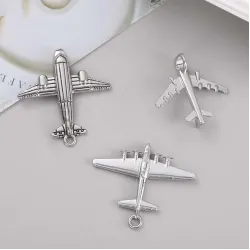 Подвеска-кулон в виде самолёта из сплава, для DIY-украшений