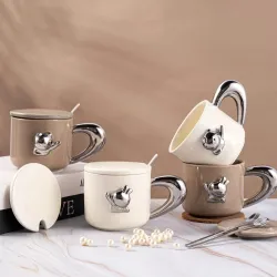 Керамическая кружка с крышкой для завтрака и кофе, подарочная