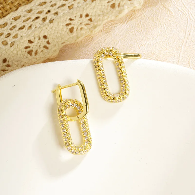 Серьги-подвески круглые геометрические из латуни с покрытием 18K золото