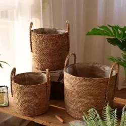 Кашпо плетёное из ротанга для растений, с водонепроницаемой плёнкой, 19×19 см