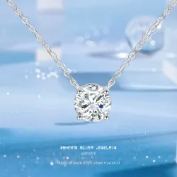Серебряное ожерелье из пробы 925 с моissanитом, цепочка-«O»