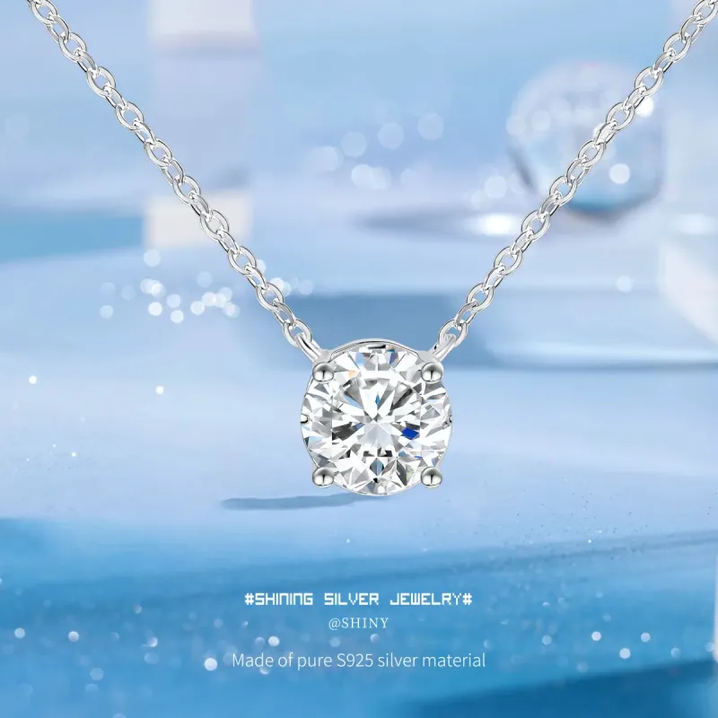 Серебряное ожерелье из пробы 925 с моissanитом, цепочка-«O»