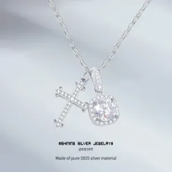 Серебряное ожерелье с крестом из пробы 925, длина 41–50 см