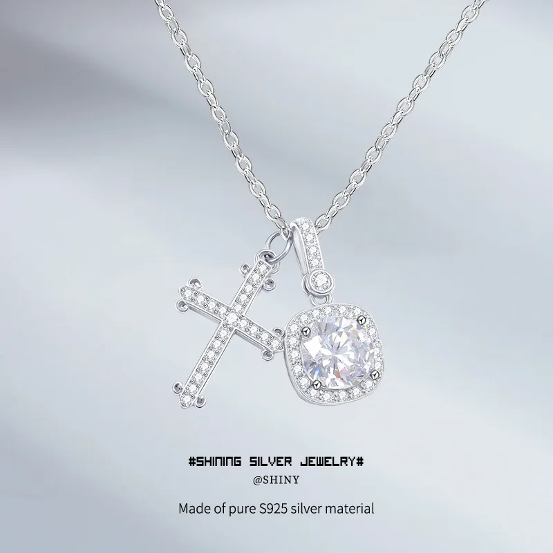 Серебряное ожерелье с крестом из пробы 925, длина 41–50 см