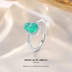 Кольцо из серебра S925 с хризопразом в форме тыквы-горлянки, китайский стиль, разомкнутое