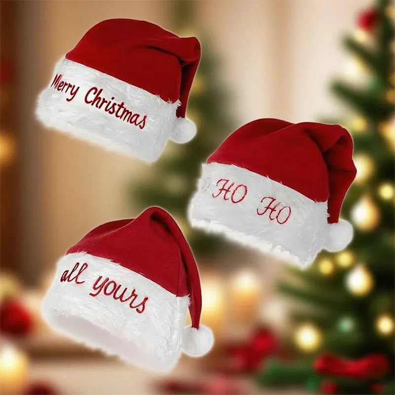 Рождественская шапка из фланели с надписью «Marry Christmas»