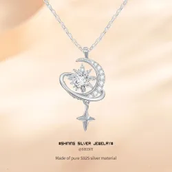 Серебряное ожерелье 925 пробы с подвеской «звёздное небо», цепочка-«O»