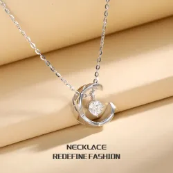 Серебряное ожерелье из пробы 925 с вставками из муассанита, длина 41–50 см