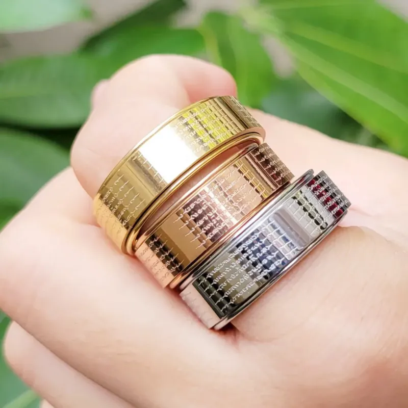 Кольцо вращающееся из титановой стали, пять сутр, мужское и женское, 18K