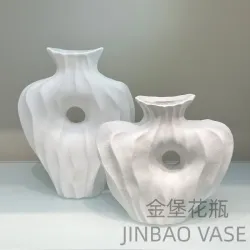 Керамическая ваза для сухоцветов, матовая белая, 16×7×21 см