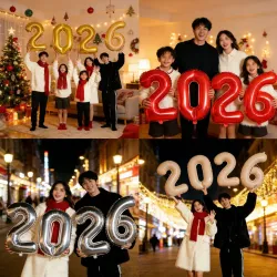Фольгированные шары с цифрами 2026 на Новый год, набор для фотозоны