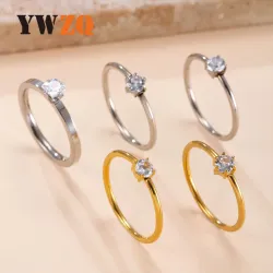 Кольцо парное из нержавеющей стали с шестью крапанами, покрытие 18K, корейский стиль