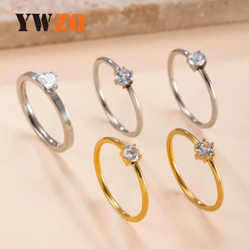 Кольцо парное из нержавеющей стали с шестью крапанами, покрытие 18K, корейский стиль