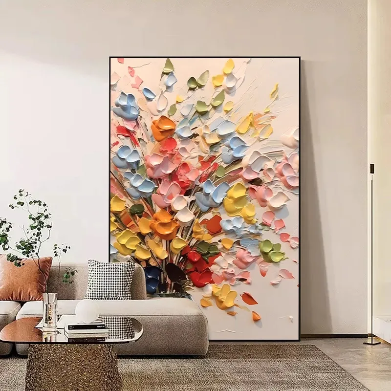 Современная декоративная картина в рамке с цветочным мотивом, 40×60 см