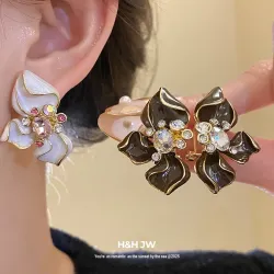 Серьги-клипсы и серьги-гвоздики из сплава с каплевидным покрытием, цветочные и геометрические, винтажный стиль