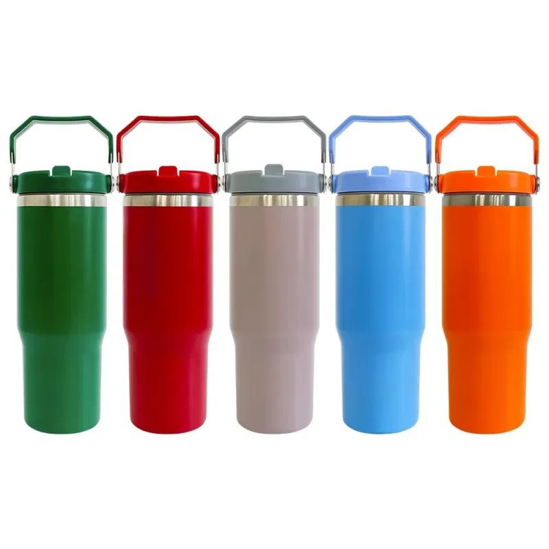 Термокружка 30 oz с ручкой, макаронные цвета, для сублимации