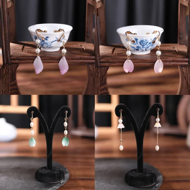 Серьги-кисточки в древнекитайском стиле, спиральные клипсы из сплава