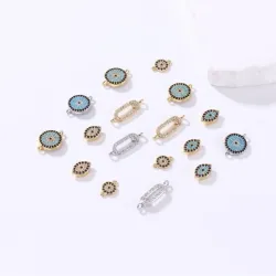 Двусторонний кулон «глаз демона» из меди с эмалью, под золото 18K