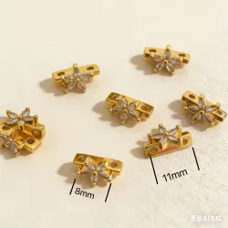 Разделители для браслетов из меди с цирконием, двойной ряд, 18K покрытие