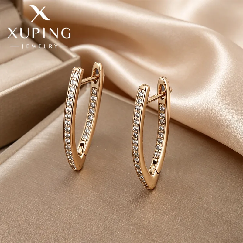 Серьги-зажимы V-образные из сплава, ретро-стиль, покрытие 18K