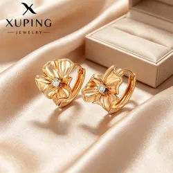 Сережки-закрутки с цветочным узором из медного сплава, покрытие 18K