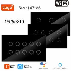 Умный настенный выключатель Tuya, 4–10 клавиш, Wi-Fi/Zigbee, стекло