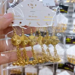 Подвесные серьги из меди с круглым узором и кисточками, геометрическая форма