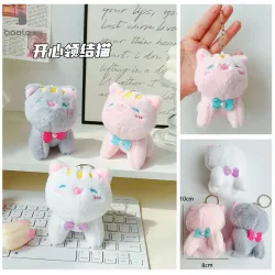 Мини-брелок на рюкзак мягкая игрушка кот с бантом