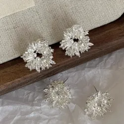 Серьги-клипсы с жемчугом и геометрическим узором, без прокола, серебро 925 пробы
