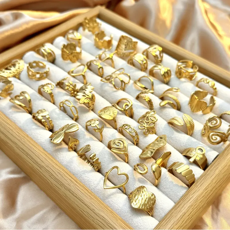 Кольцо женское из нержавеющей стали с золочением 18K, технология PVD, водостойкое