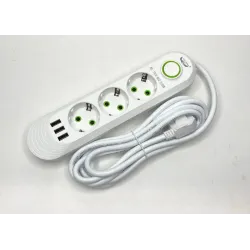 3U-3M Сетевой фильтр 3 метра на 3 розетки +3*usb