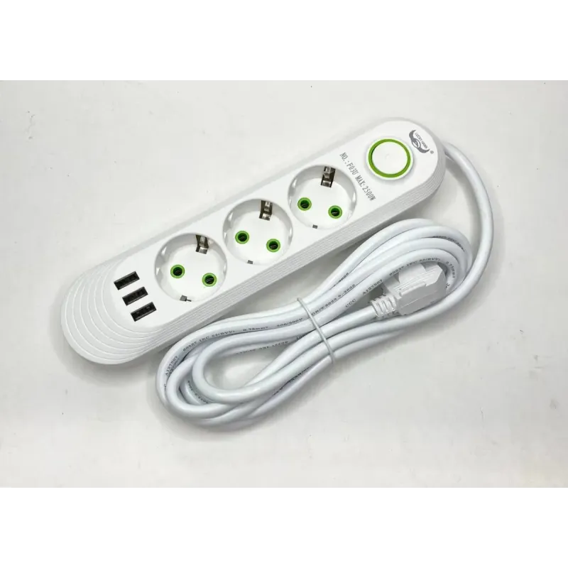 3U-3M Сетевой фильтр 3 метра на 3 розетки +3*usb